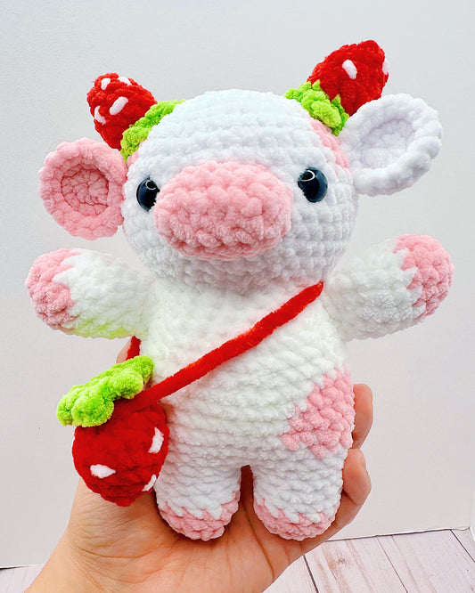Handmade Crochet Strawberry Cow