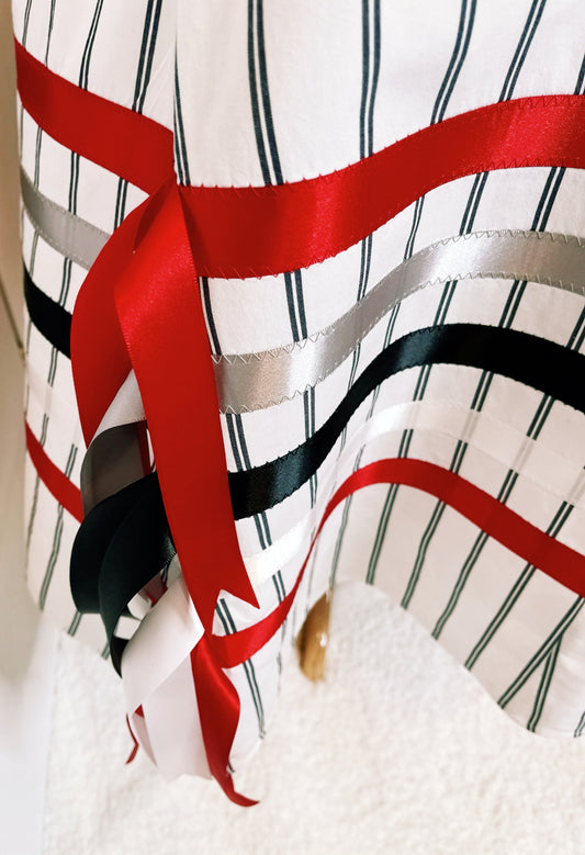 White, Red, & Black Ribbon Dress - XL