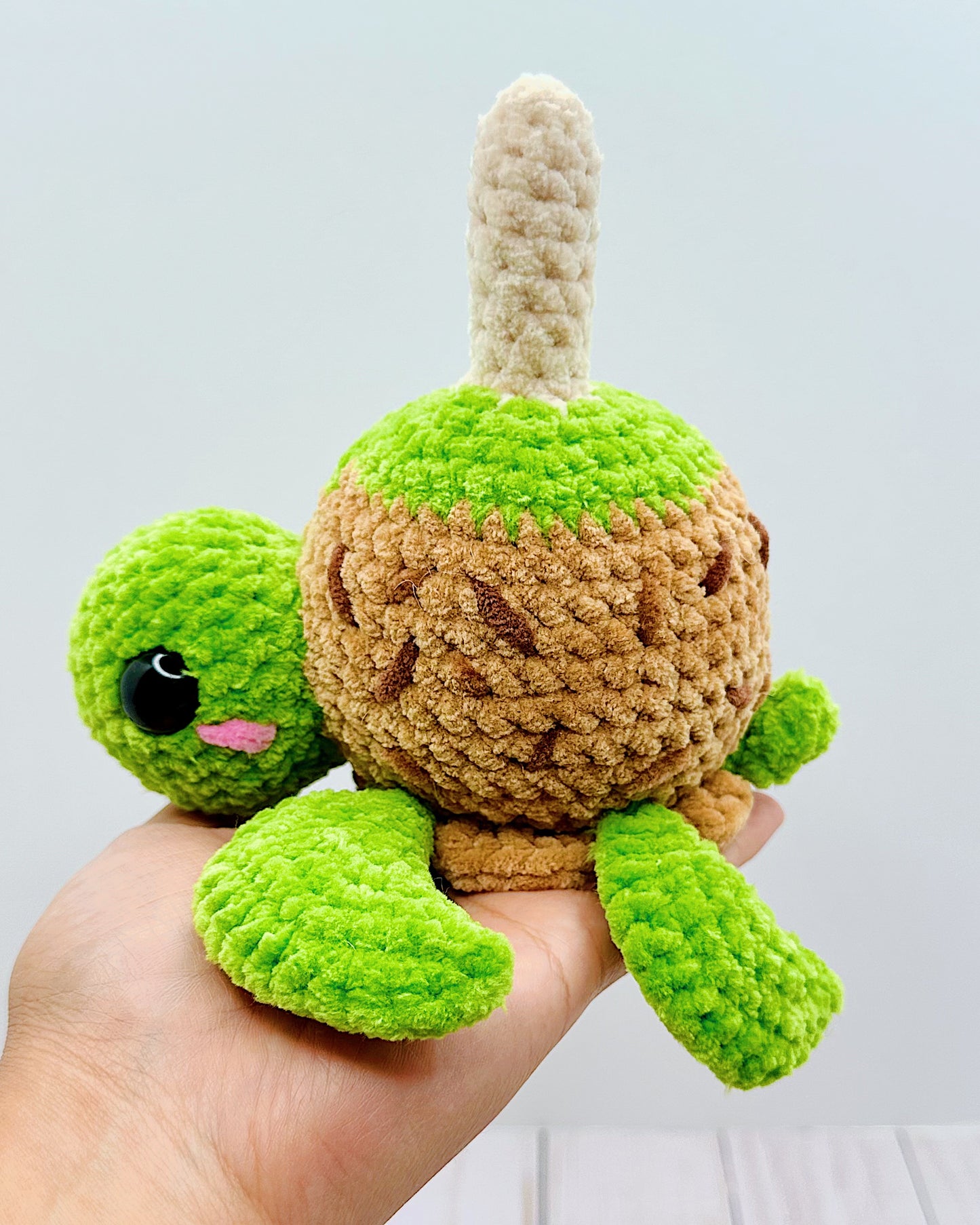 Handmade Crochet Caramel Apple Turtle - Green