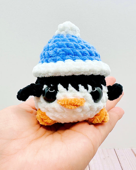 Handmade Crochet Penguin - Blue Hat