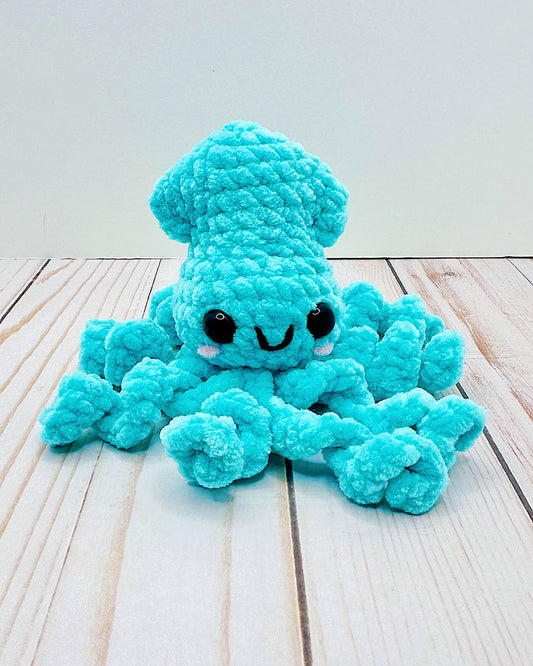 Handmade Crochet Mini Squid - Teal