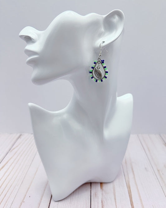 Seahawks Football Teardrop Hoop Earrings