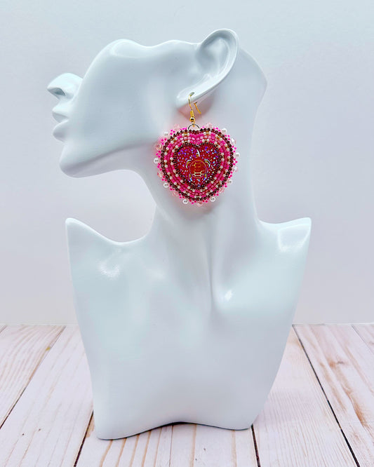 Pink Turtle Heart Earrings