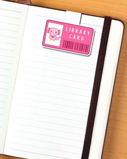 Axolotl Library Card Magnetic Bookmark
