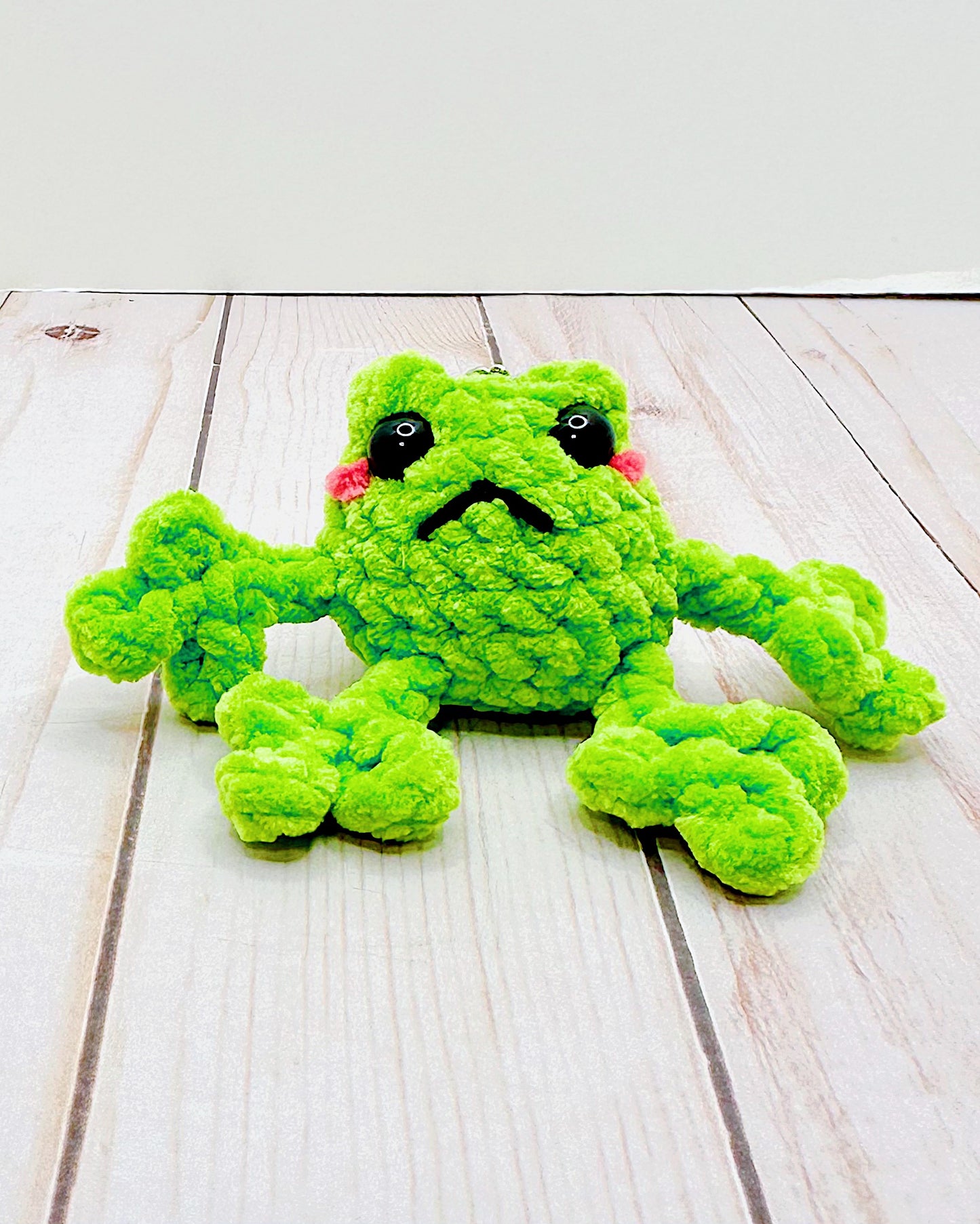 Handmade Crochet Grumpy Frog - Keychain