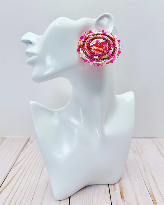 Pink Floral Hummingbird Earrings