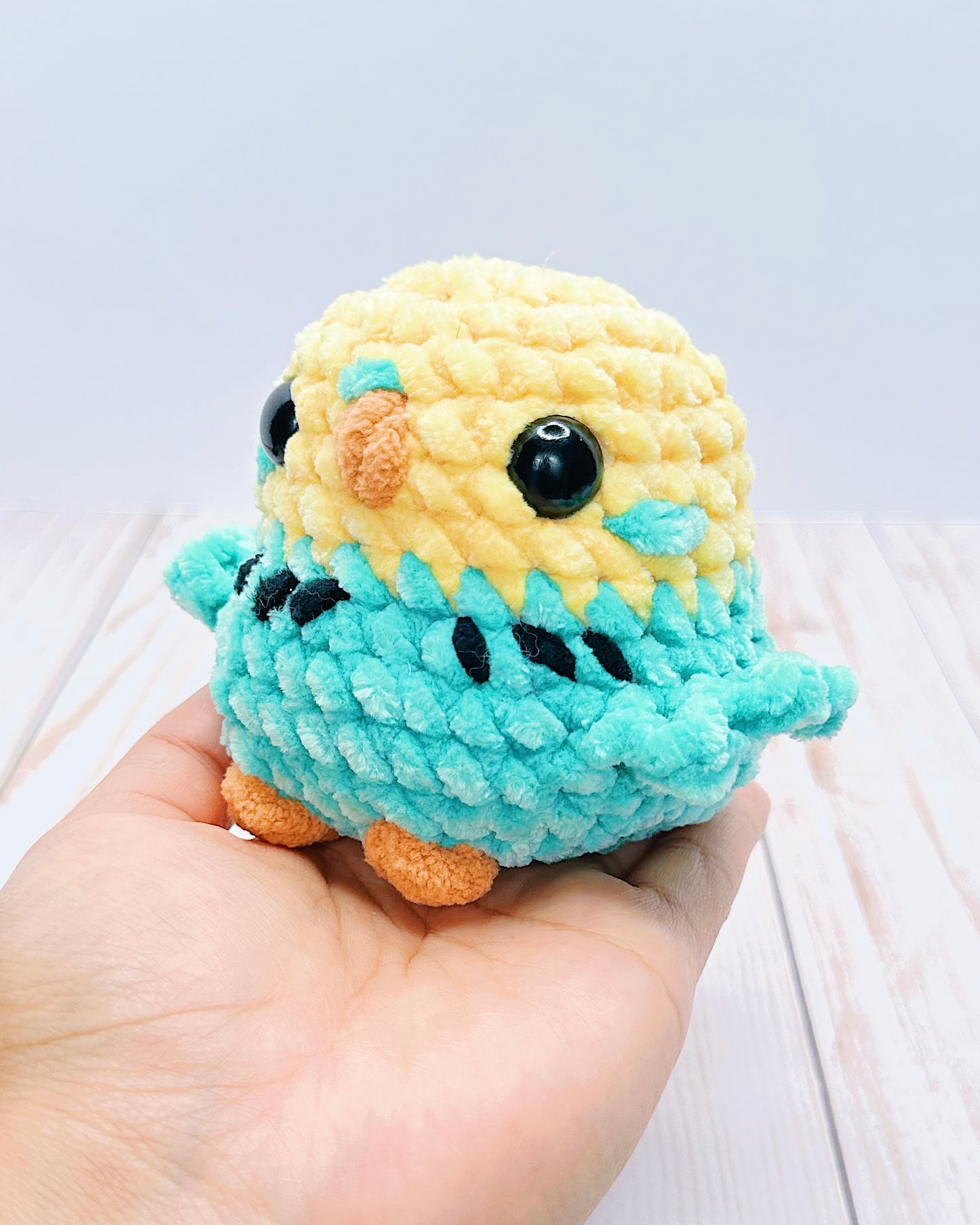 Handmade Crochet Yellow & Teal Budgie