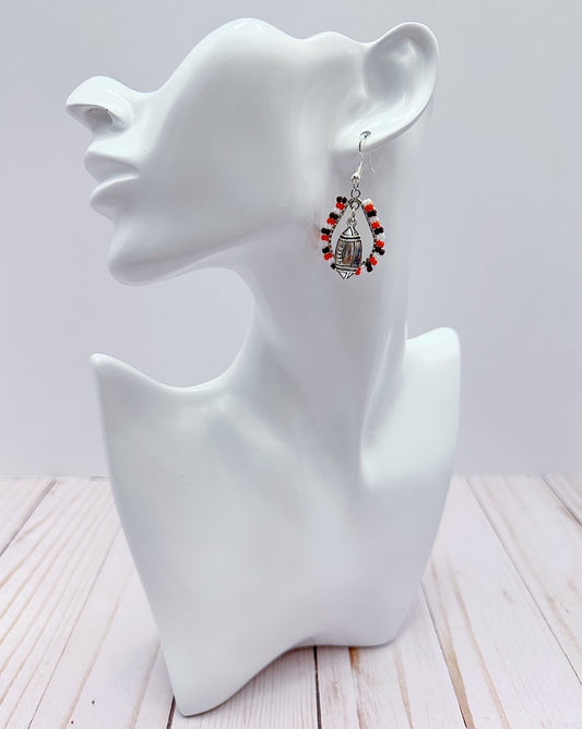 Browns Football Teardrop Hoop Earrings