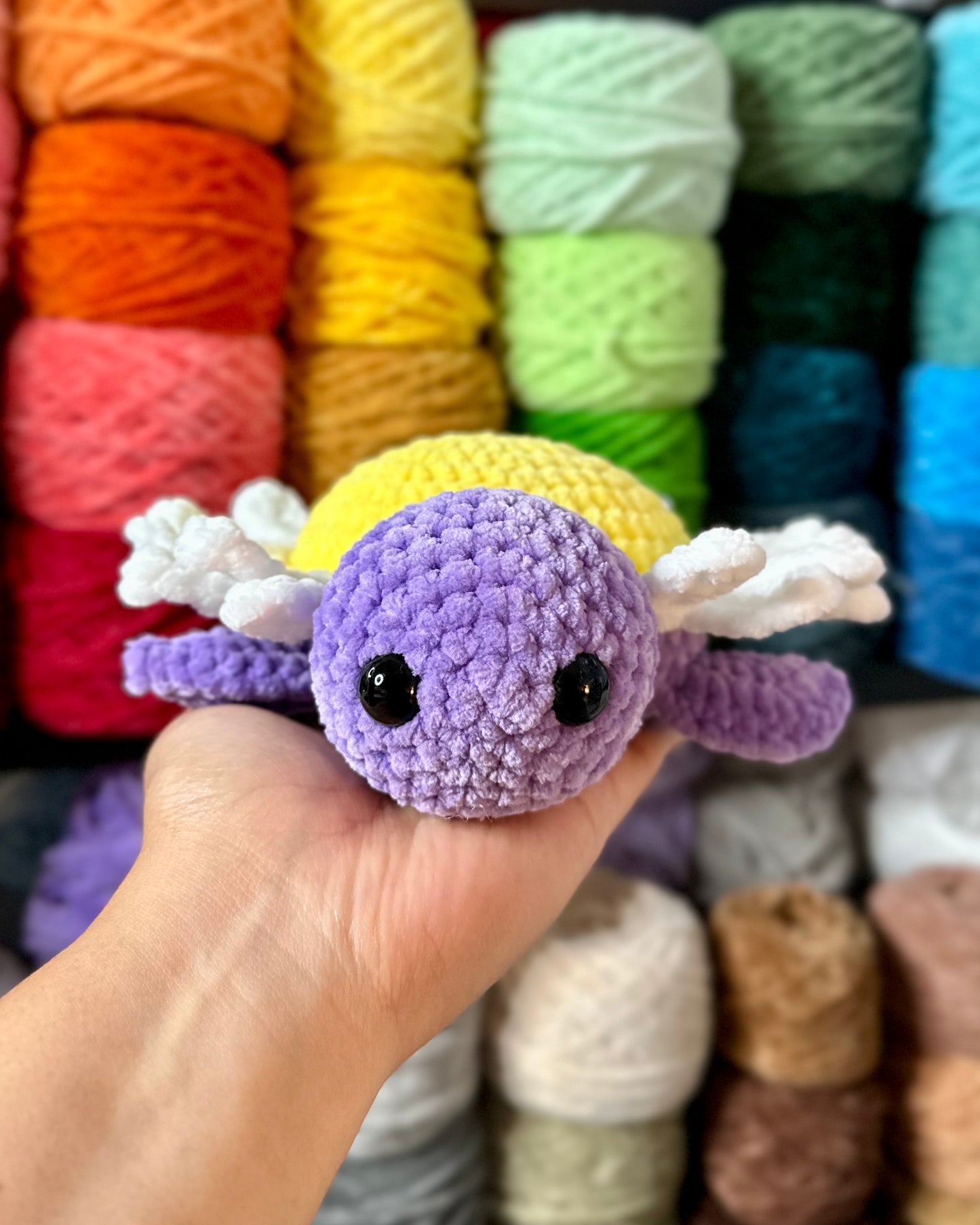 Handmade Crochet Purple Daisy Turtle