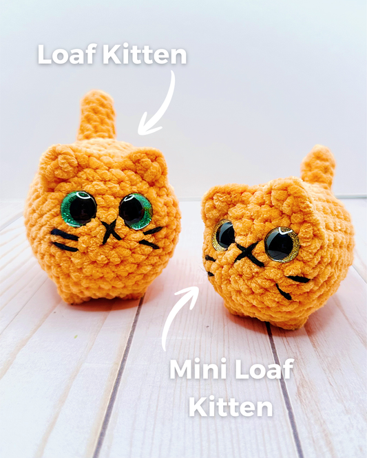 Handmade Crochet Loaf Kitten - Orange
