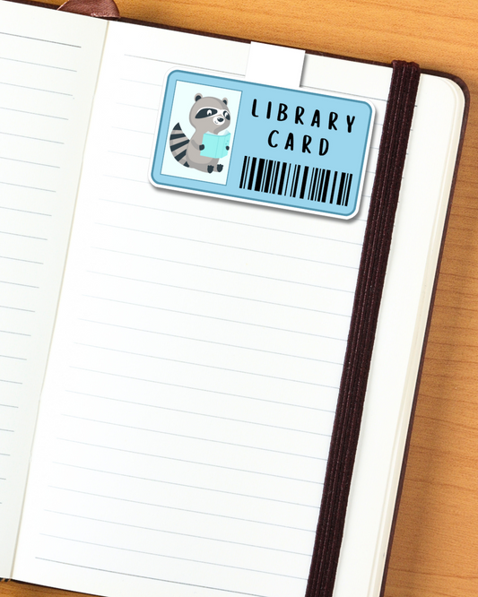 Raccoon Library Card Magnetic Bookmark