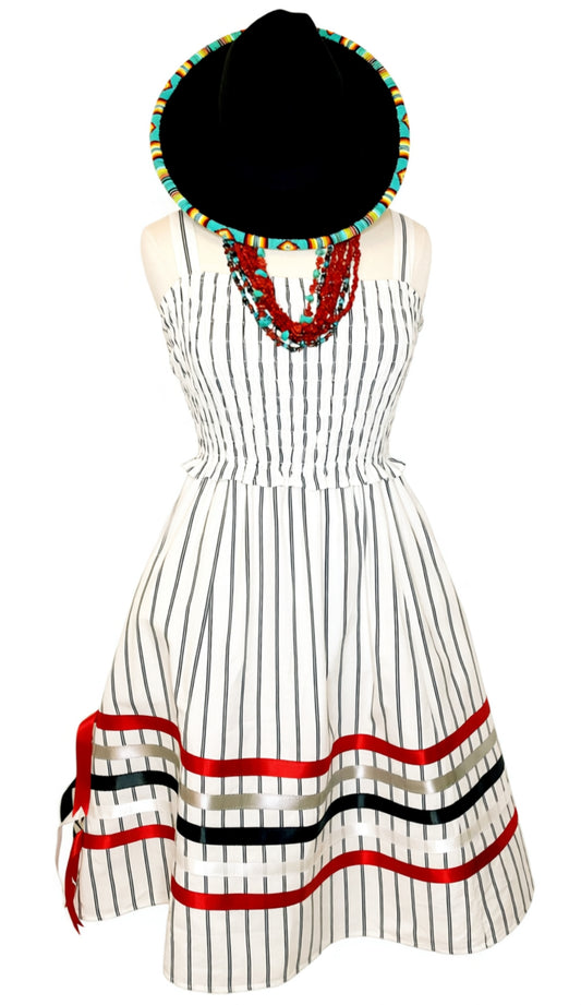 White, Red, & Black Ribbon Dress - XL