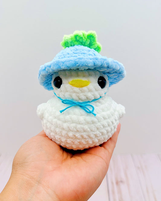 Handmade Crochet Regular Duck w/ Blueberry Hat