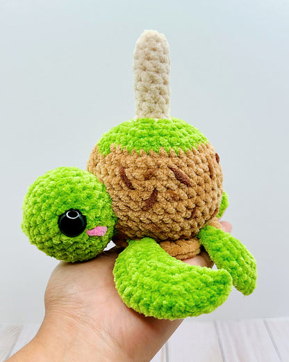 Handmade Crochet Caramel Apple Turtle - Green