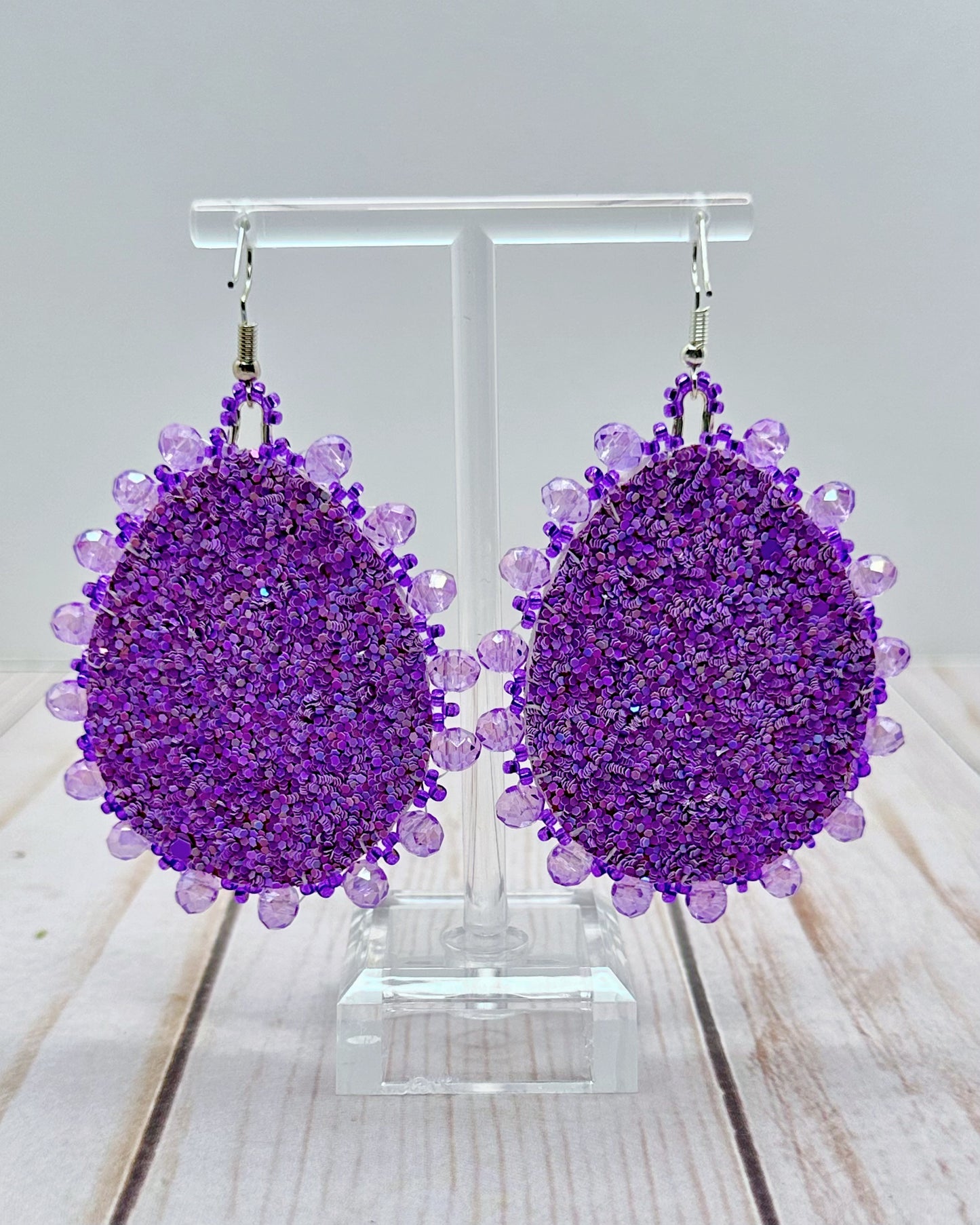 Purple Gem Teardrop Earrings