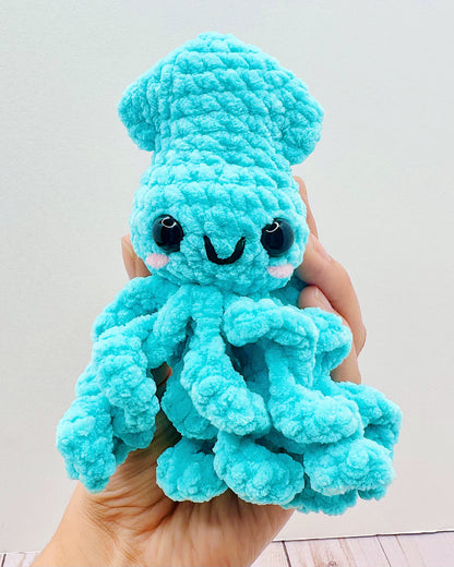 Handmade Crochet Mini Squid - Teal