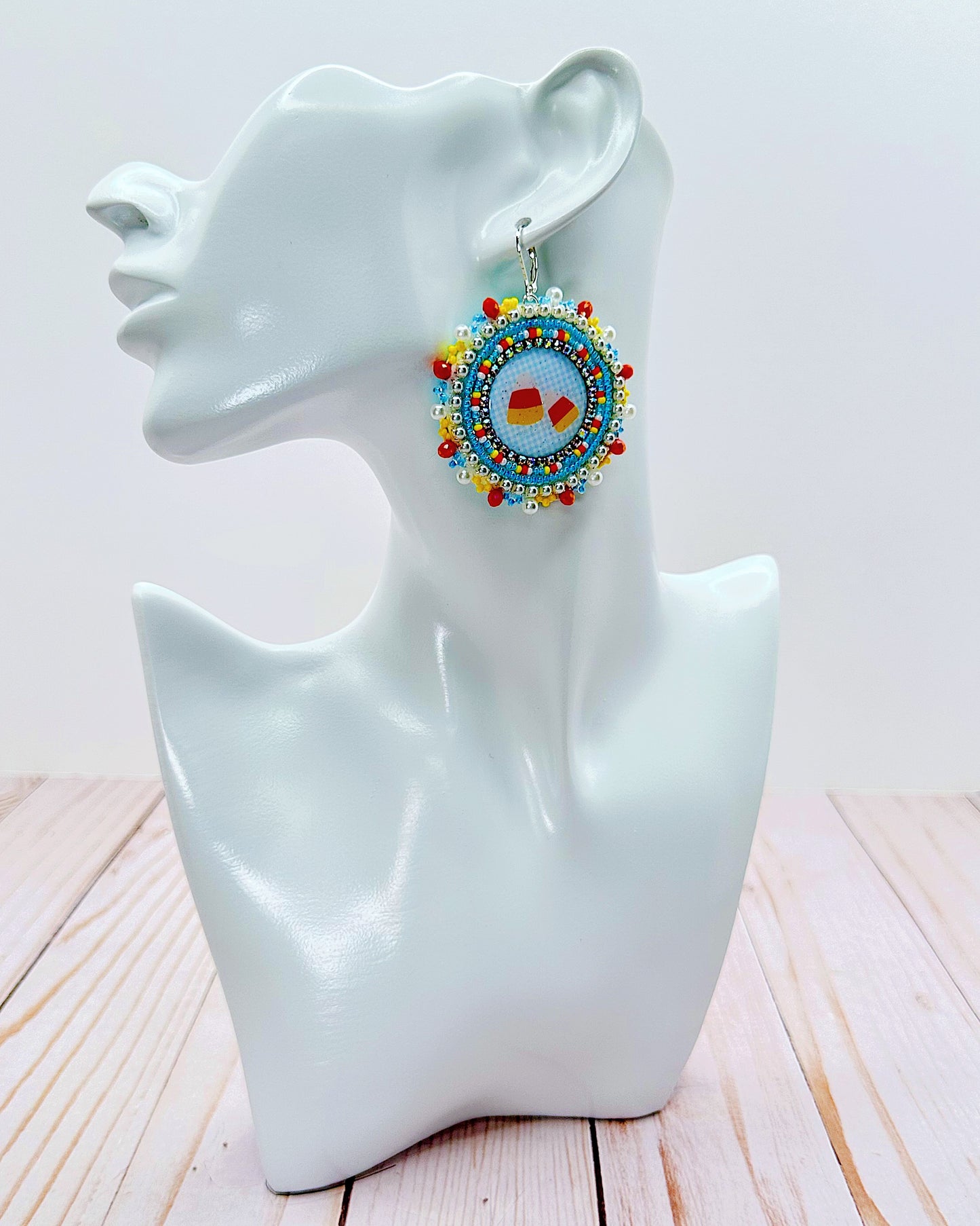 Pastel Blue Candy Corn Earrings