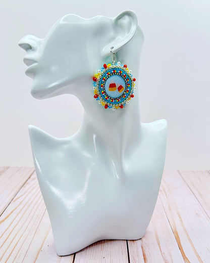 Pastel Blue Candy Corn Earrings