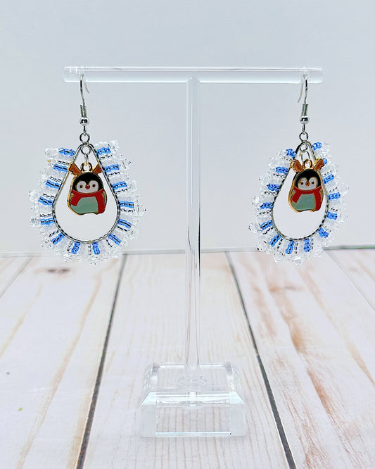 Blue Reindeer Penguin Earrings
