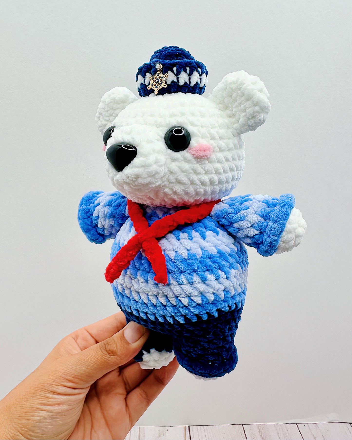 Handmade Crochet Sailor Polar Bear