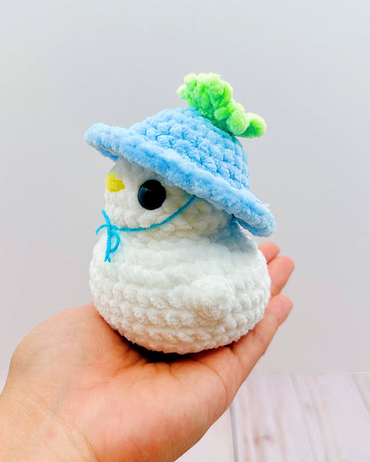 Handmade Crochet Regular Duck w/ Blueberry Hat