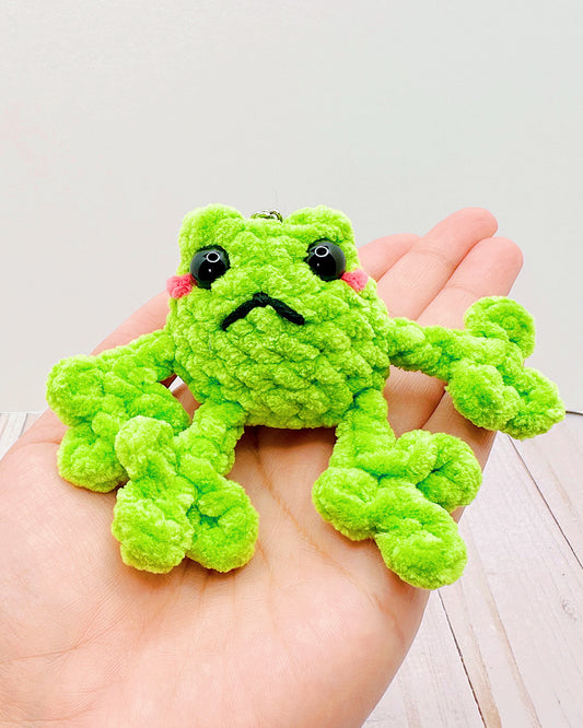 Handmade Crochet Grumpy Frog - Keychain