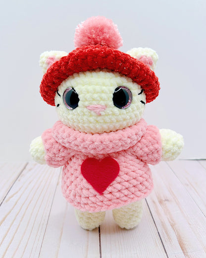 Handmade Crochet Pink Winter Kitty