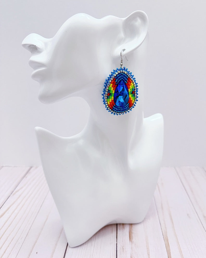 Blue Multicolor Teardrop Earrings