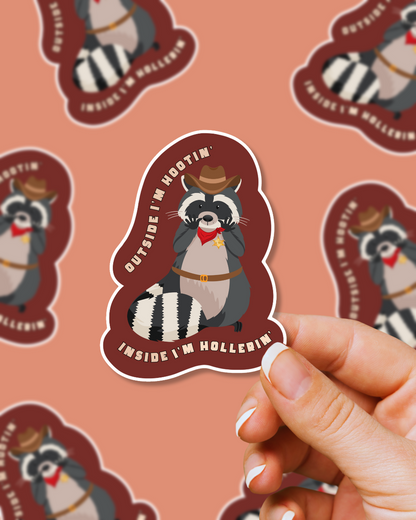 Hootin' Raccoon Sticker