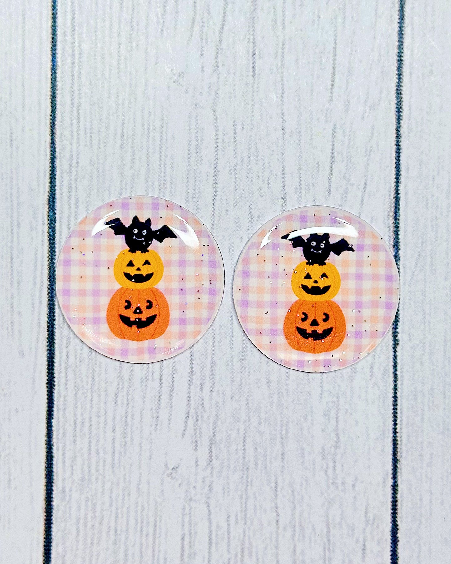 Halloween Cute Plaid 1" Round Cabs