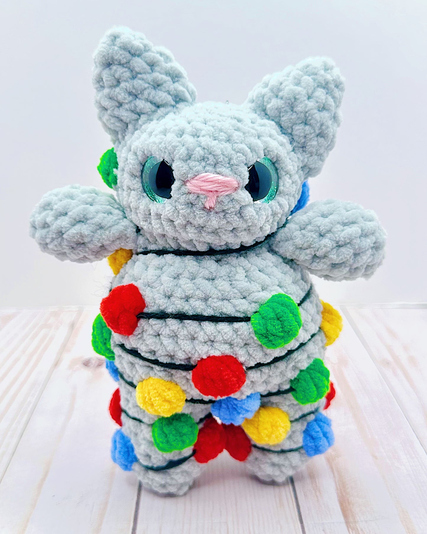 Handmade Crochet William the Cat in Lights