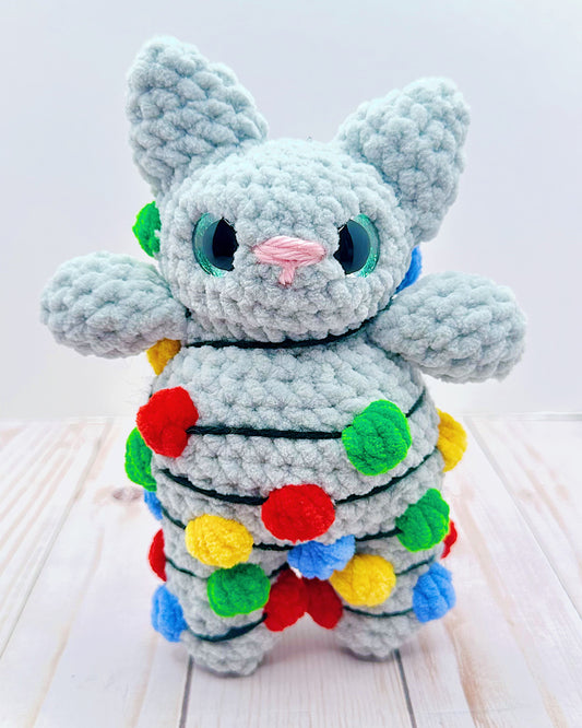 Handmade Crochet William the Cat in Lights