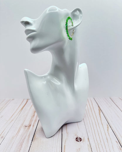 Green Hoop Earrings