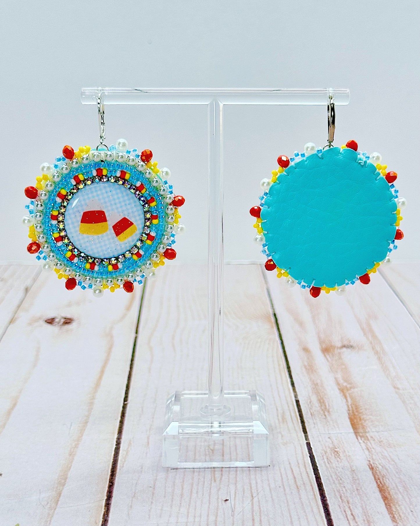 Pastel Blue Candy Corn Earrings
