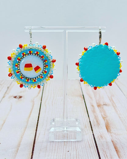Pastel Blue Candy Corn Earrings