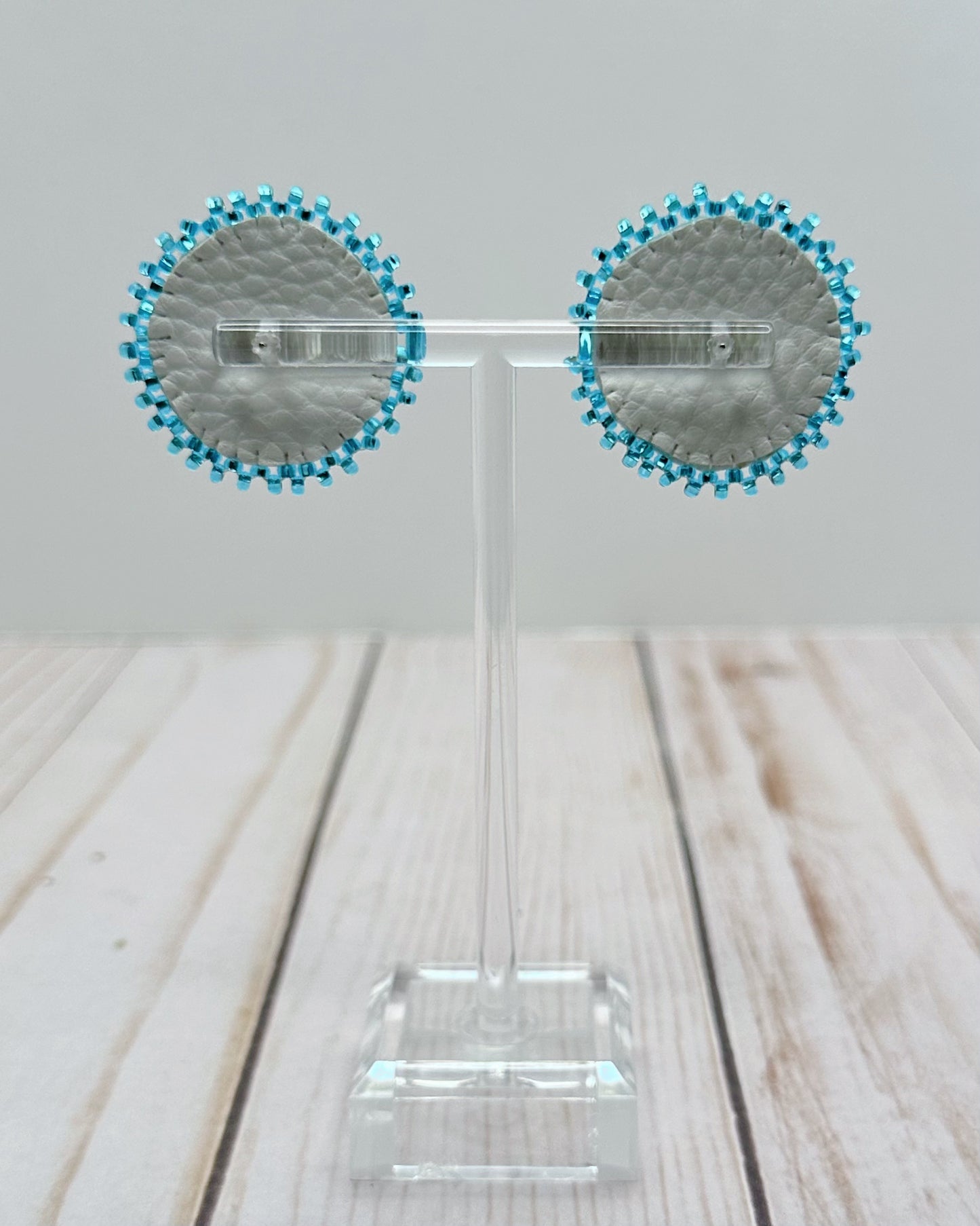 Small Teal Round Earrings