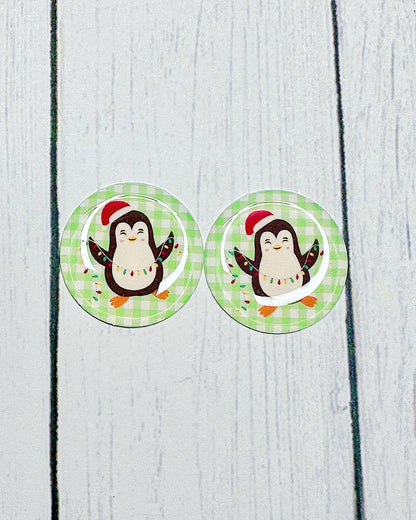 Cute Winter Plaid 1" Round Cabs