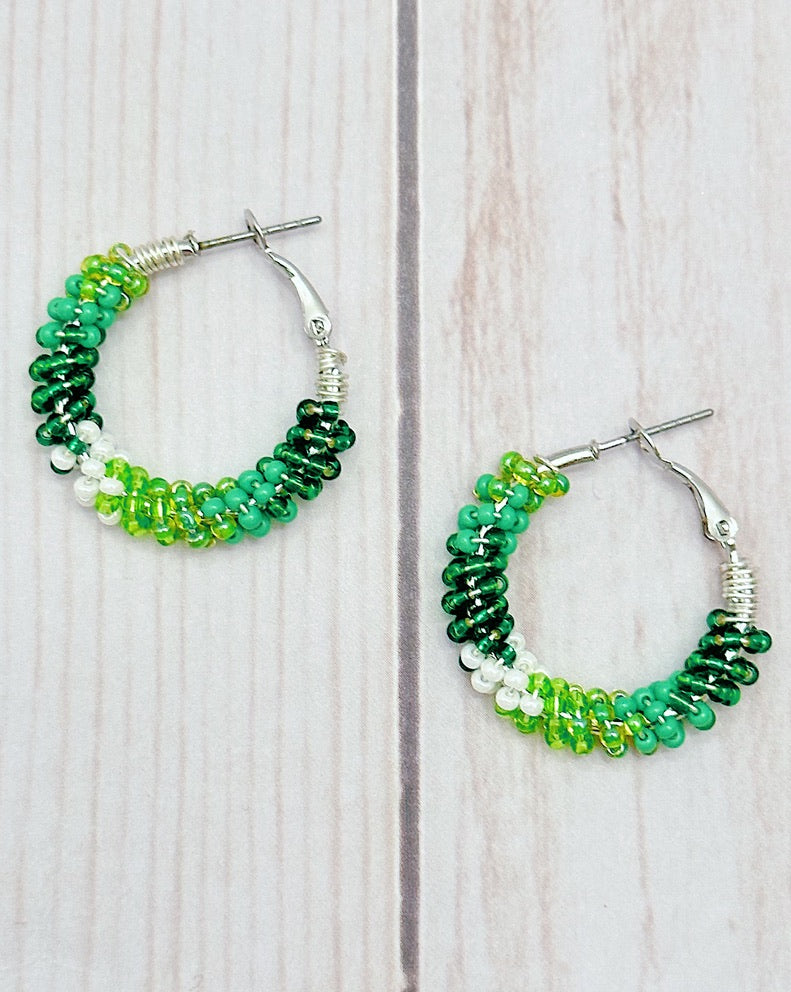 Small Green Hues Hoop Earrings