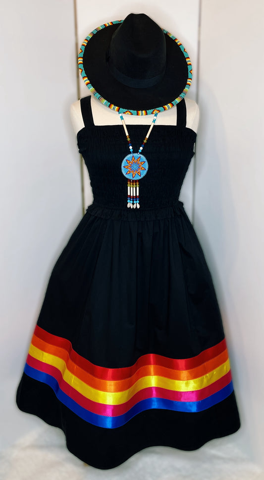 Black Fire Color Ribbon Dress - XL