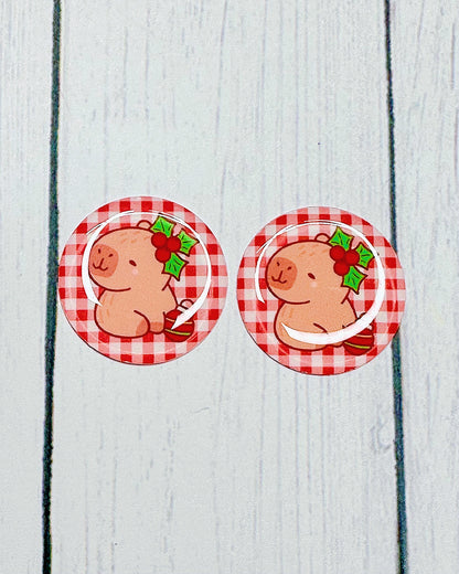 Cute Winter Plaid 1" Round Cabs