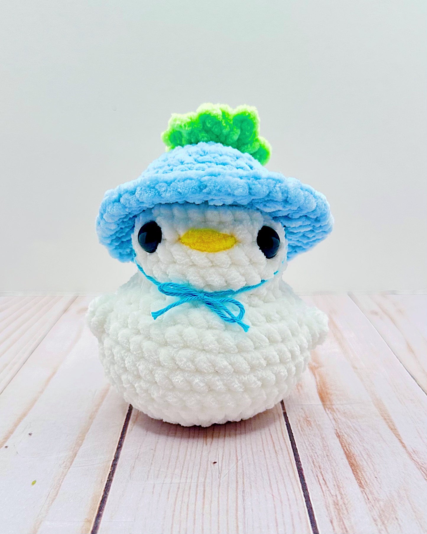 Handmade Crochet Regular Duck w/ Blueberry Hat