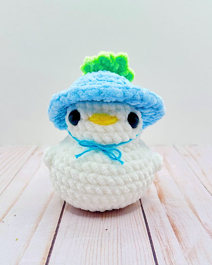 Handmade Crochet Regular Duck w/ Blueberry Hat