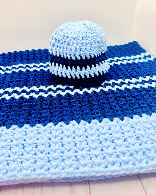 Blue Baby Blanket w/ Beanie