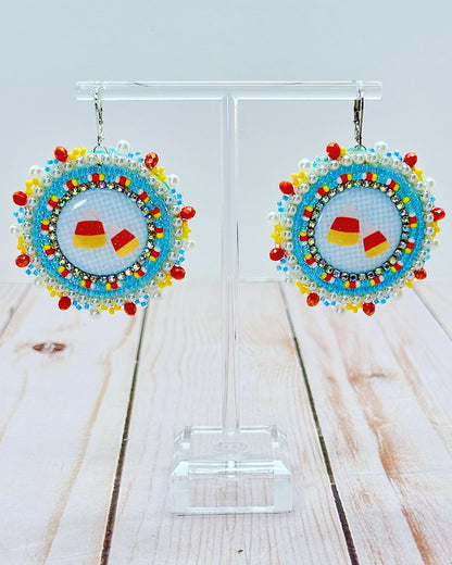 Pastel Blue Candy Corn Earrings