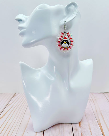 Pastel Pink Penguin Earrings