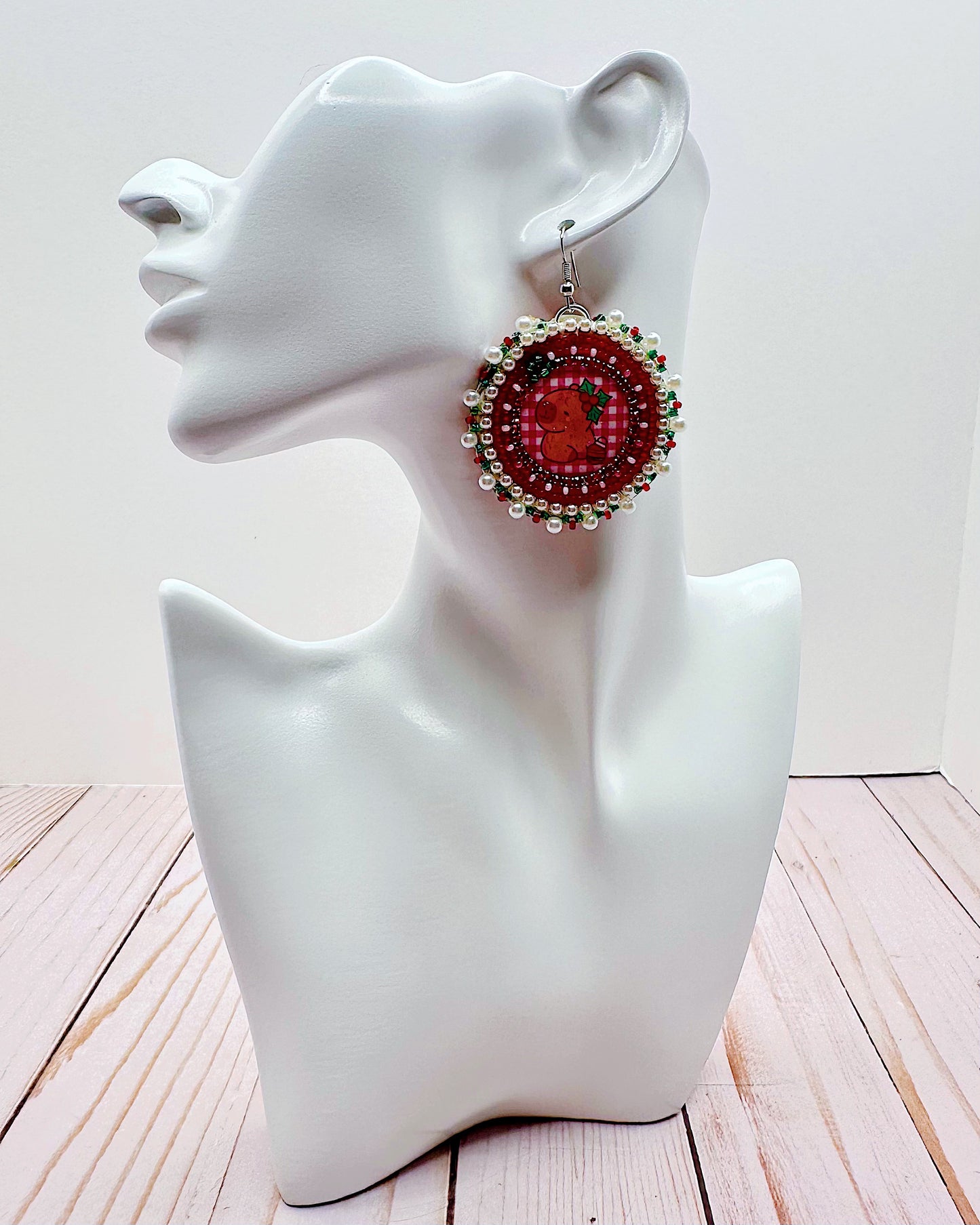 Pastel Red Capybara Earrings