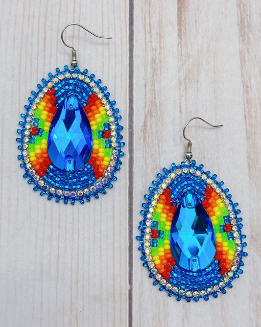Blue Multicolor Teardrop Earrings