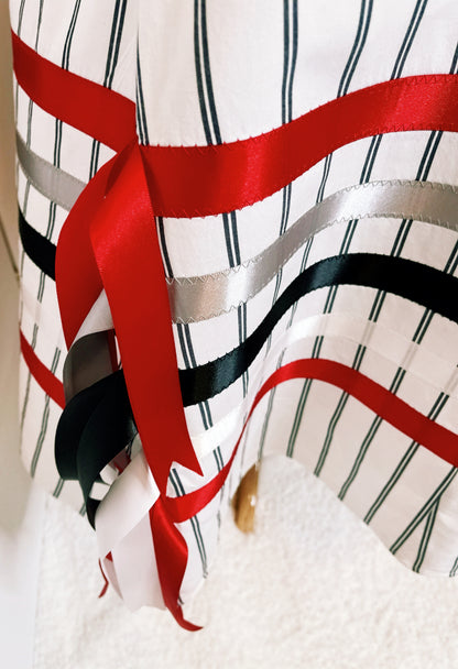 White, Red, & Black Ribbon Dress - XL
