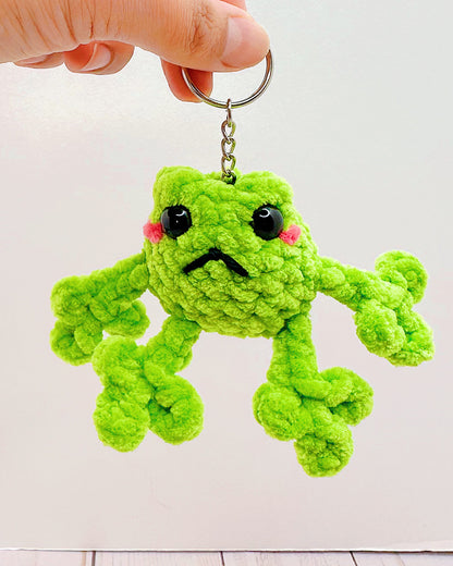 Handmade Crochet Grumpy Frog - Keychain