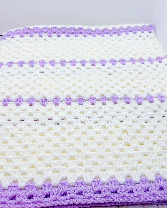 Purple & Cream Baby Blanket Set